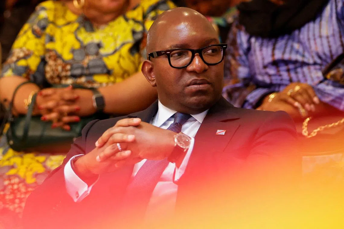 Prime Minister of the Democratic Republic of the Congo Jean-Michel Sama Lukonde attends a ceremony as the remains of the Democratic Republic of the Congo's first Prime Minister Patrice Emery Lumumba were symbolically handed over to the murdered leader's children and to an official delegation, in Brussels, Belgium June 21, 2022. REUTERS/Johanna Geron/File Photo