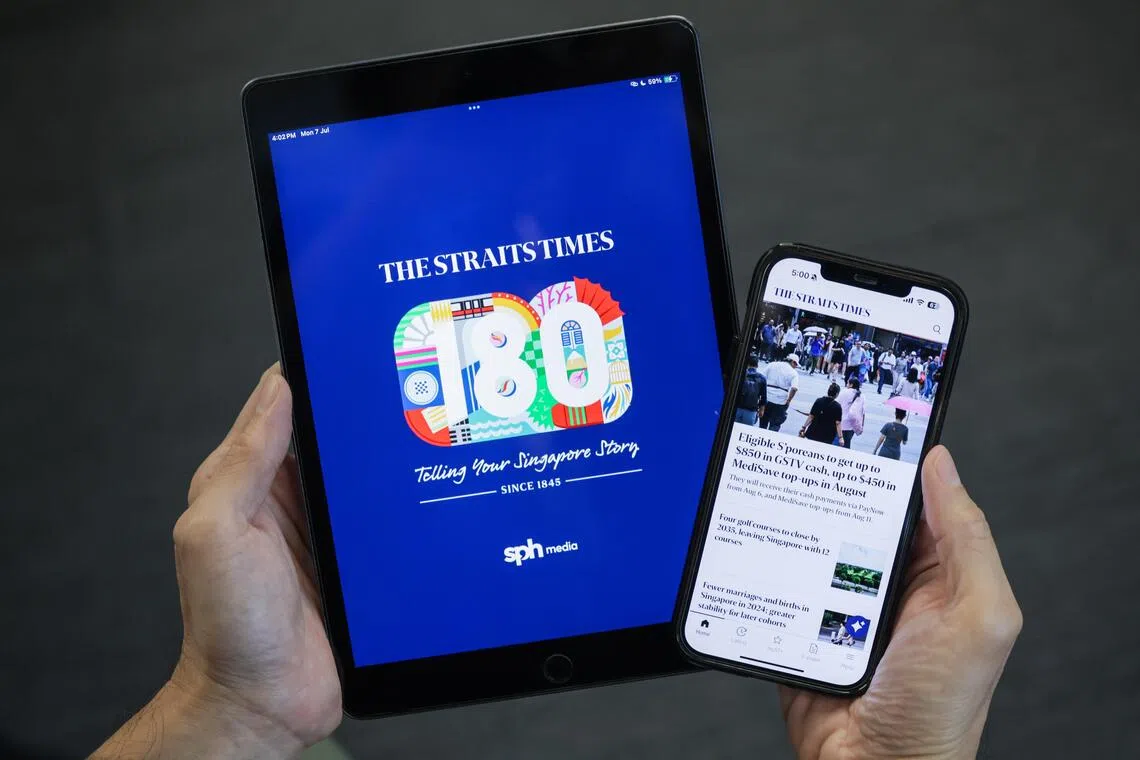 ST20250707_202578800306: Gin Tay/ pixstgeneric/
Generic photo of the new ST180 app on the mobile phone and iPad photographed on July 7, 2025.