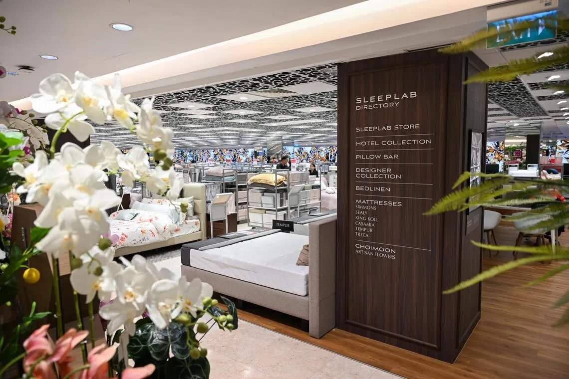 Beyond mattresses, the new SLEEPLAB displays sleep-adjacent items like sleep trackers, sleepwear, scents, supplements and night-time skincare.