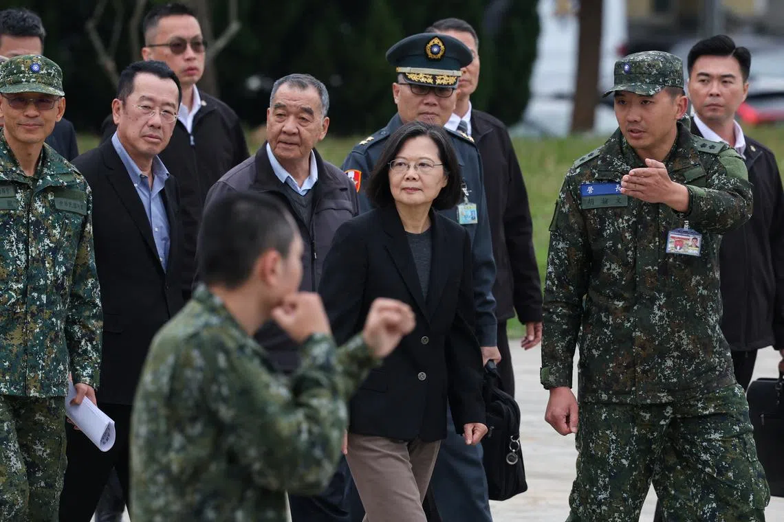 Taiwan president Tsai Ing-wen visit army bases ahead of Lunar New Year in Hsinchu, Taiwan February 6, 2024. REUTERS/Ann Wang/File Photo
