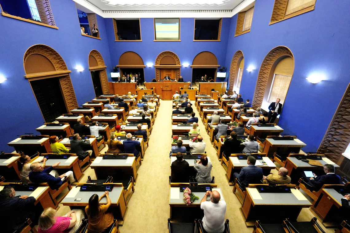 A general view of the Estonia's Parliament Riigikogu during an extraordinary session in Tallinn, Estonia July 23, 2024. REUTERS/Ints Kalnins