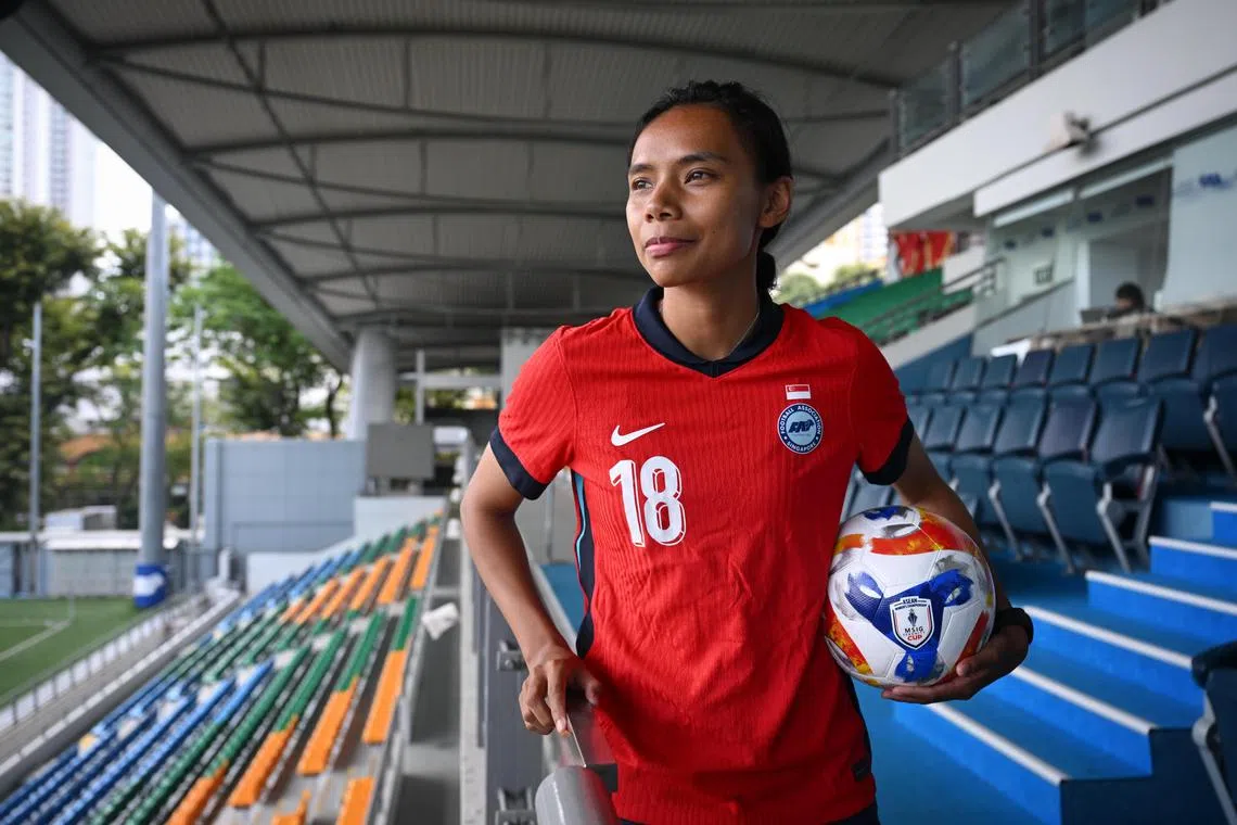 ST20250304_202555400166/mtsoc04/Shintaro Tay/Melvyn Teoh//
MSIG was announced as the brand-new title partner for this year’s ASEAN Women’s Championship at a media event at Jalan Besar Stadium on March 4, 2025.