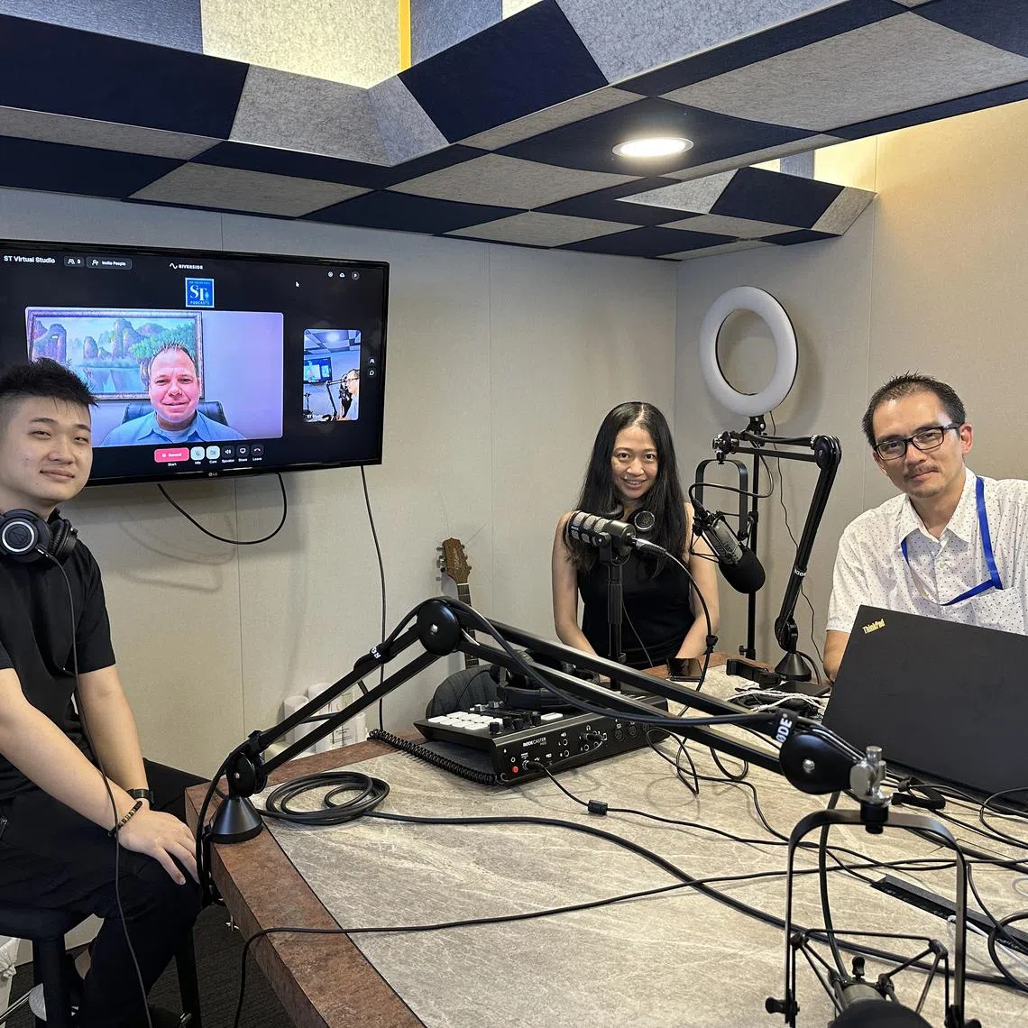 ljpodcast18 - (From left to right) ST Crime Correspondent David Sun, Mr Brian Bruce,  Global Anti Scam Organization's chief operations officer (joining virtually) , ST reporter Jessie Lim and ST deputy news editor Andre Yeo