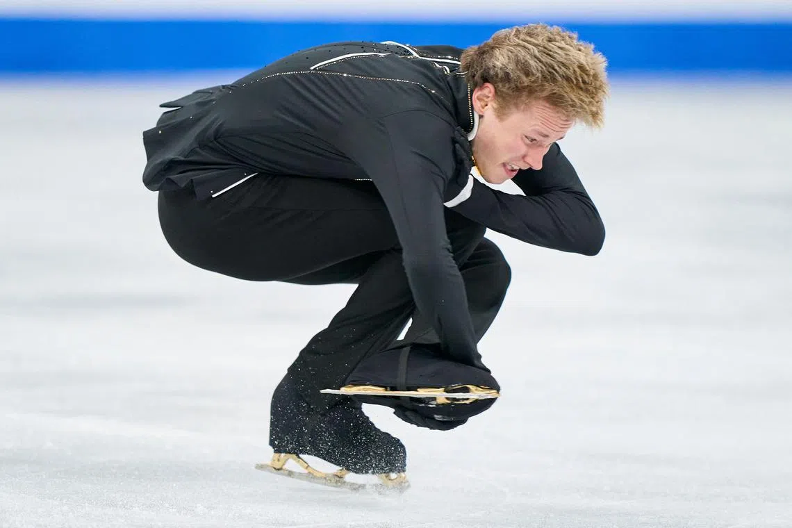 American Ilia Malinin skating in the men's free programme during the World Figure Skating Championships in Montreal, Canada, on March 23.