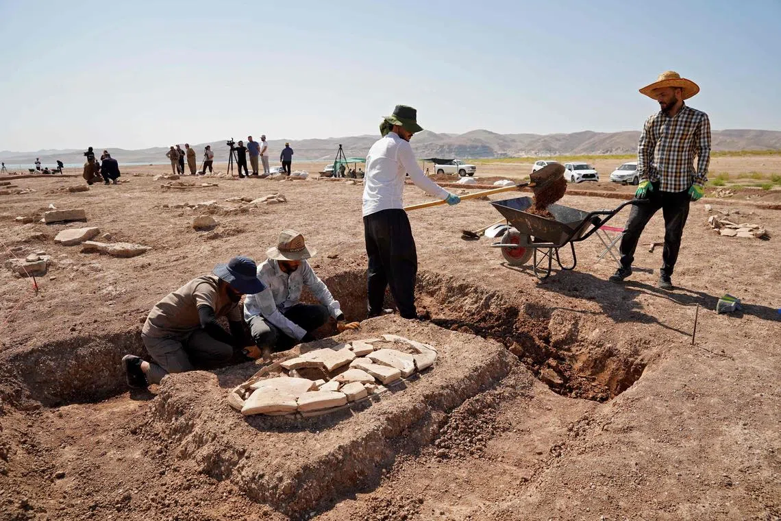 The tombs were unearthed at the edges of the Mosul Dam reservoir in the Khanke region of Duhok province in the country’s north.