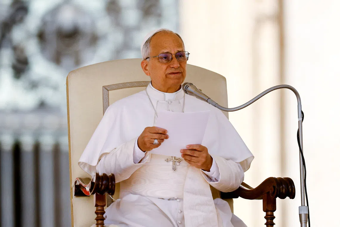 Pope Leo XIV holds a Jubilee audience on the occasion of the Jubilee of Catechists in St.Peter's Square at the Vatican, September 27, 2025. REUTERS/Francesco Fotia