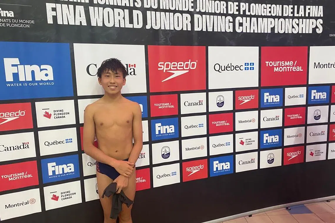 National diver Max Lee at the Fina World Junior Diving Championships in Canada, where he came in fourth in the men’s 10m platform. It is the best finish by a Singaporean diver at the event.