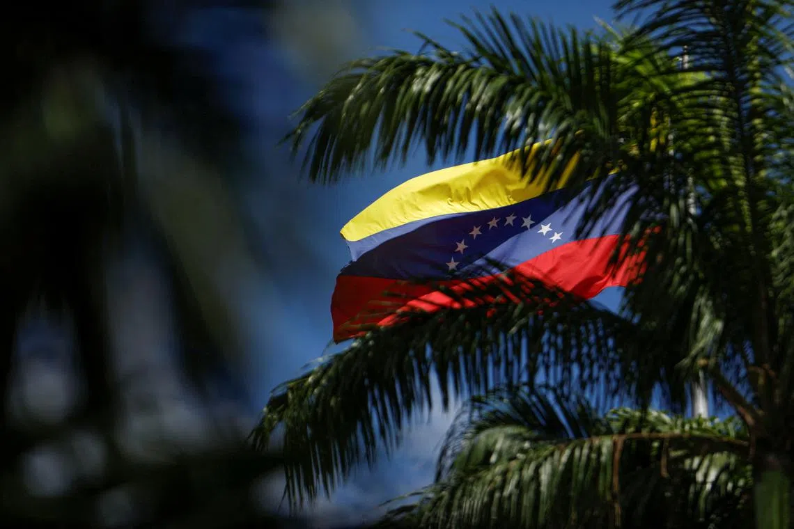 FILE PHOTO: A Venezuelan Flag waves on the day a session is held at the National Assembly, in Caracas, Venezuela November 28, 2024. REUTERS/Leonardo Fernandez Viloria/File Photo