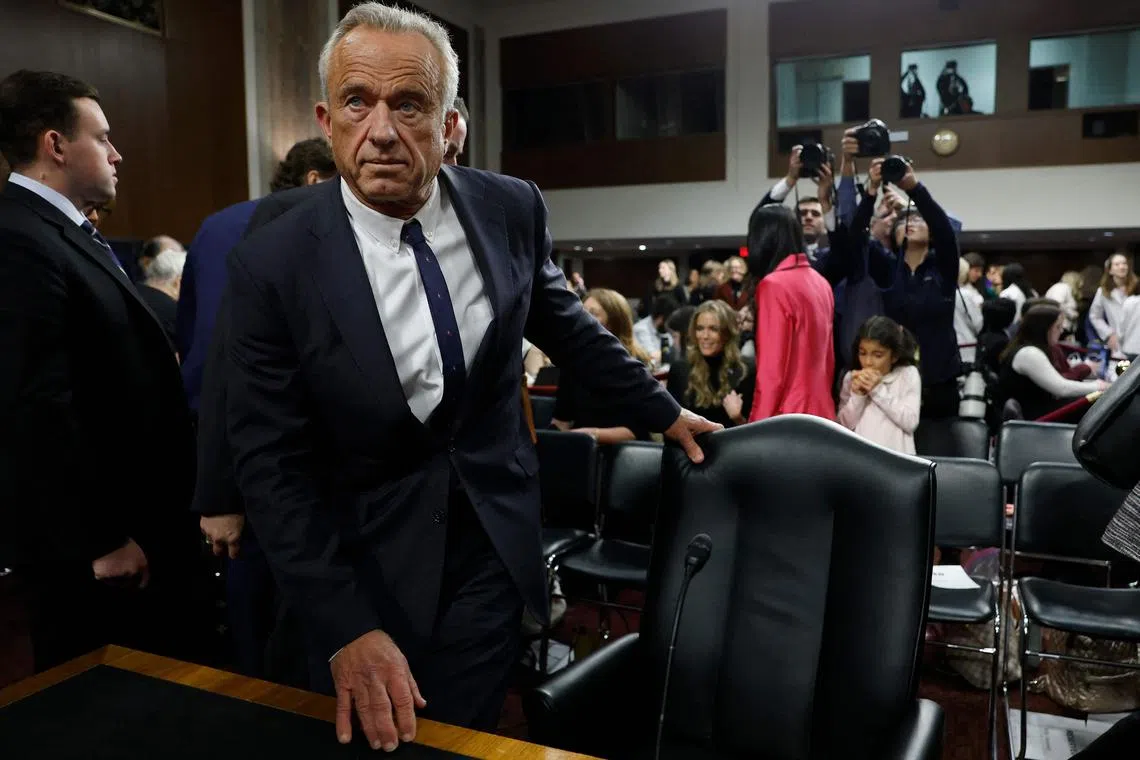 WASHINGTON, DC - JANUARY 29: Robert F. Kennedy Jr., U.S. President Donald Trump's nominee for Secretary of Health and Human Services, returns to his seat following a break during his Senate Finance Committee confirmation hearing at the Dirksen Senate Office Building on January 29, 2025 in Washington, DC. In addition to meeting with the Senate Finance Committee, Kennedy will also meet with the Senate Health, Education, Labor and Pensions Committee tomorrow.   Anna Moneymaker/Getty Images/AFP (Photo by Anna Moneymaker / GETTY IMAGES NORTH AMERICA / Getty Images via AFP)
