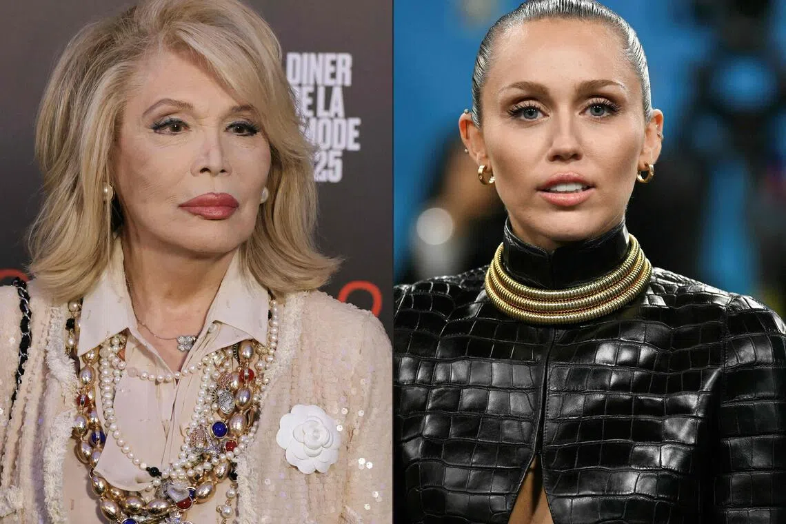 French disco diva Amanda Lear (left) has publicly accused American singer Miley Cyrus of plagiarism.