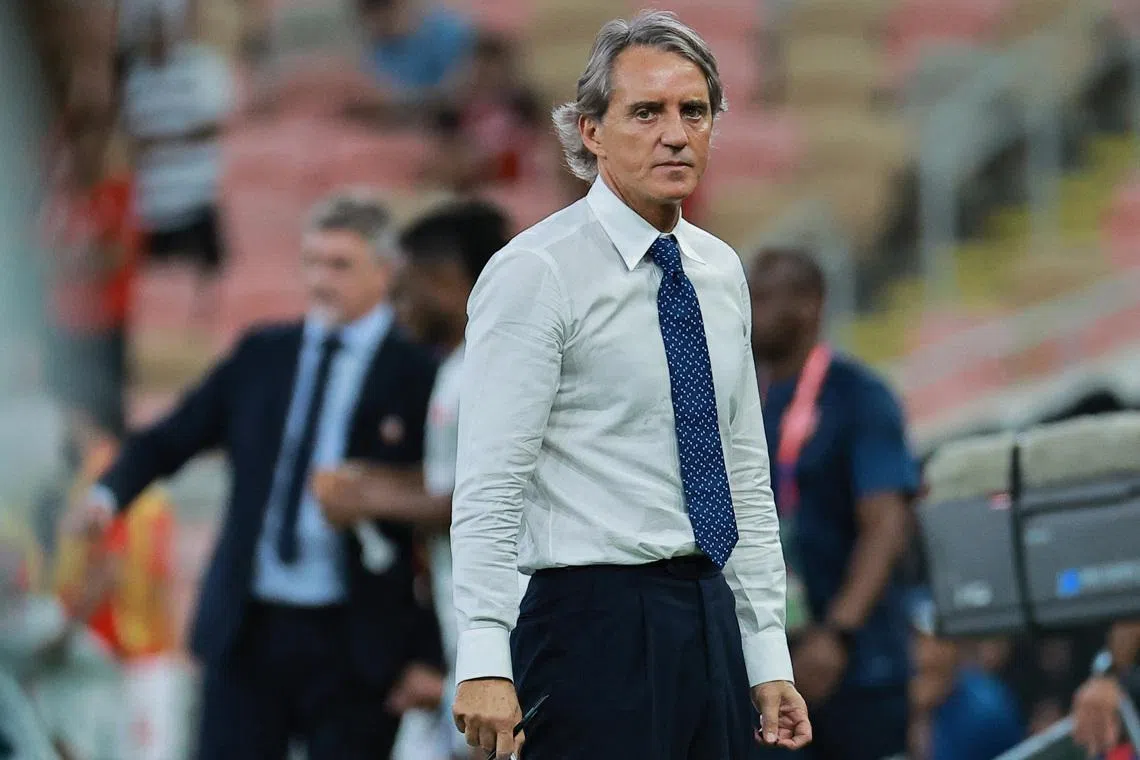 Soccer Football - World Cup - Asian Qualifiers - Third Round - Group C - Saudi Arabia v Bahrain - King Abdullah Sport City, Jeddah, Saudi Arabia - October 15, 2024 Saudi Arabia coach Roberto Mancini looks on REUTERS/Stringer