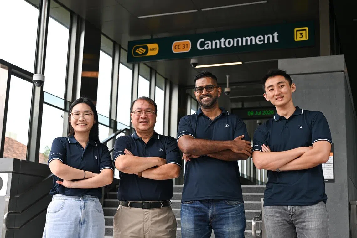 (From left) Senior civil project engineer Sheron Lee, former LTA deputy chief executive for infrastructure Chua Chong Kheng, Senior Project Engineer for Rail Services, Jega Devarajan and senior project engineer Jeryl Ong.