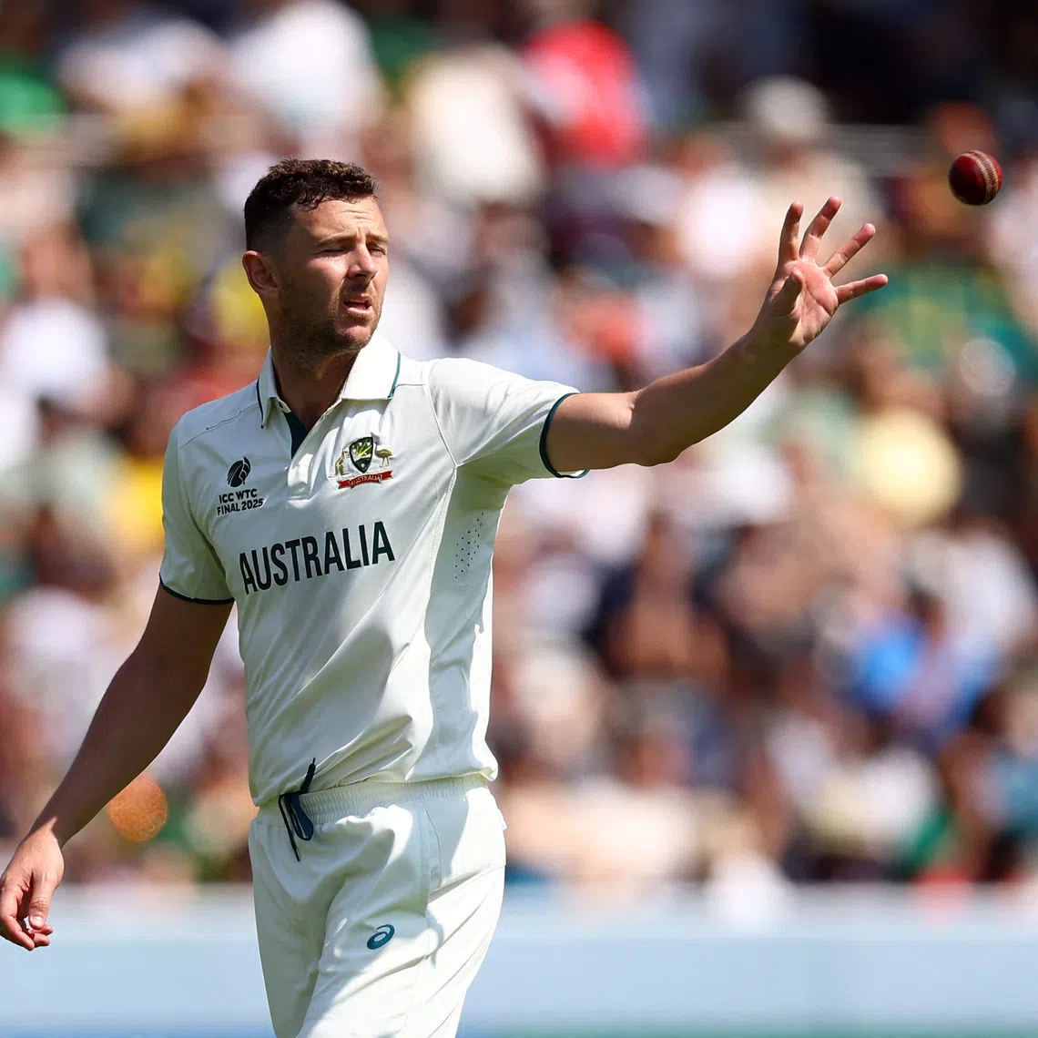 FILE PHOTO: Cricket - 2025 ICC World Test Championship Final - South Africa v Australia - Lord's Cricket Ground, London, Britain - June 14, 2025 Australia's Josh Hazlewood in action Action Images via Reuters/Andrew Boyers/File Photo