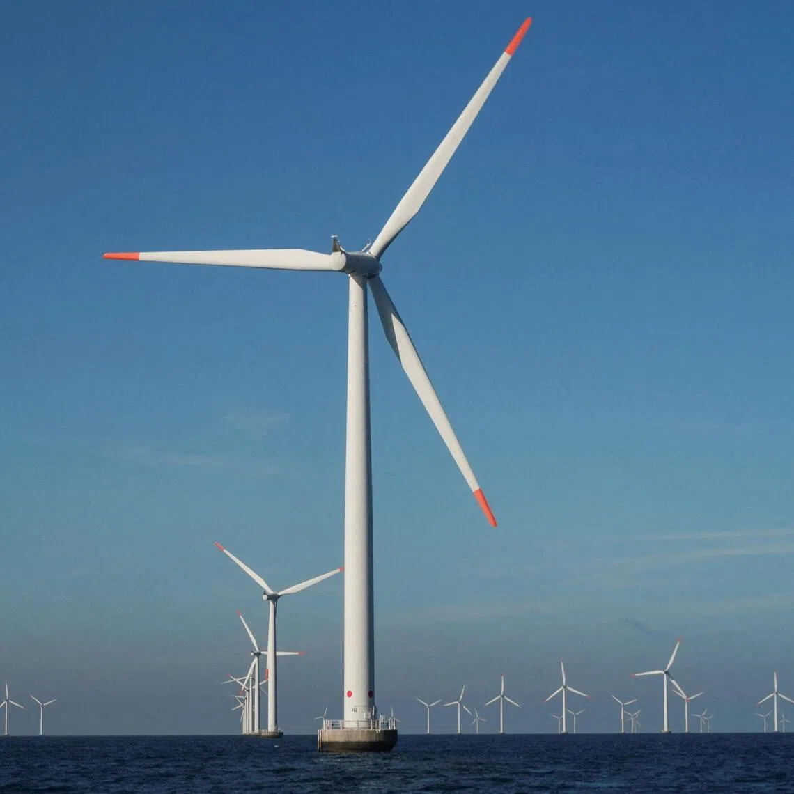 FILE PHOTO: A view of the turbines at Orsted's offshore wind farm near Nysted, Denmark, September 4, 2023. REUTERS/Tom Little/File Photo