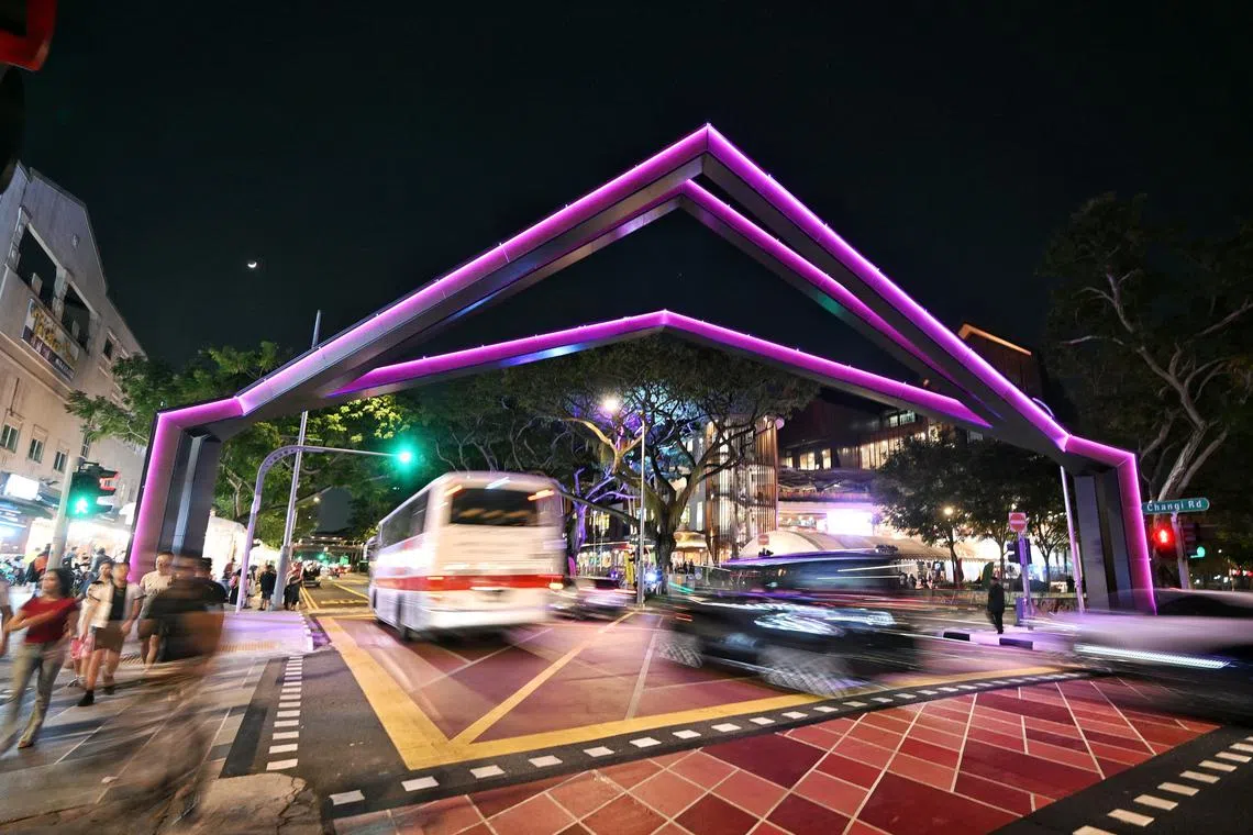 The arch, which is designed after Malay kampung houses, is located at the corner of Geylang Serai Market and Hotel 81 Tristar.