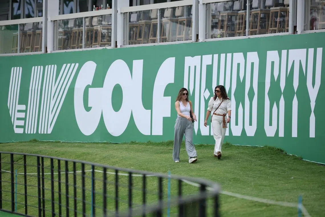 People walk through 18th hole prior to LIV Golf Mexico City at Club de Golf Chapultepec in Mexico City.   