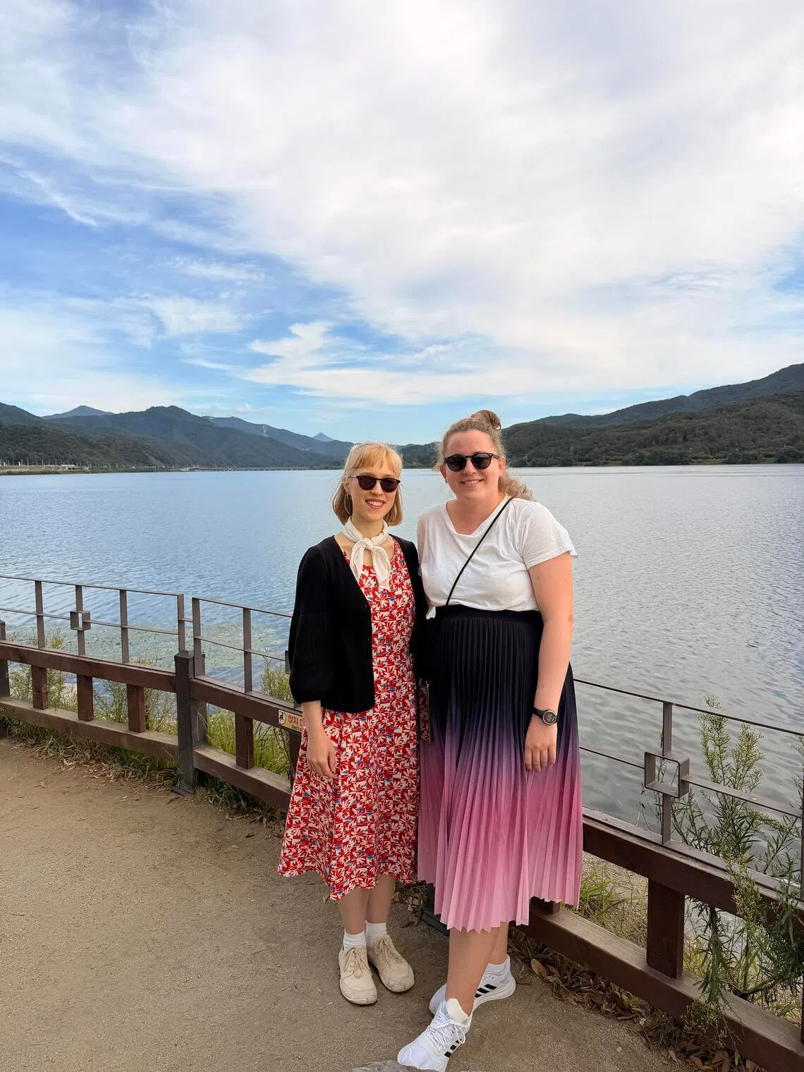 German students Sarah Fiedler (left) and Maria Seidler ventured out of Seoul for peace and quiet among nature after being overwhelmed by the frenetic pace of the city.