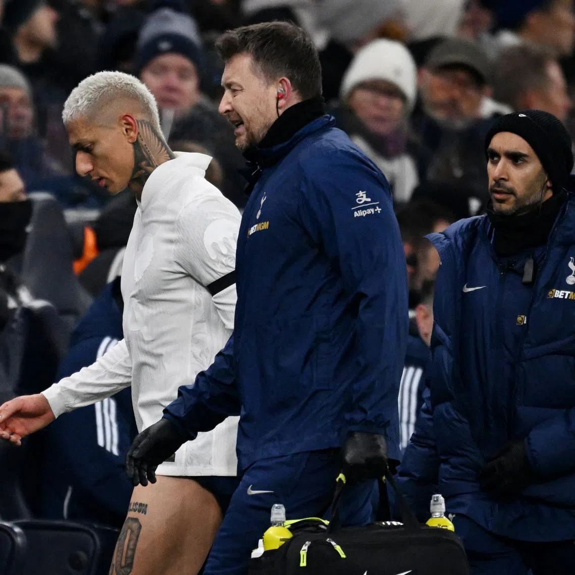 Soccer Football - FA Cup - Third Round - Tottenham Hotspur v Aston Villa - Tottenham Hotspur Stadium, London, Britain - January 10, 2026 Tottenham Hotspur's Richarlison walks off the pitch after sustaining an injury. REUTERS/Dylan Martinez