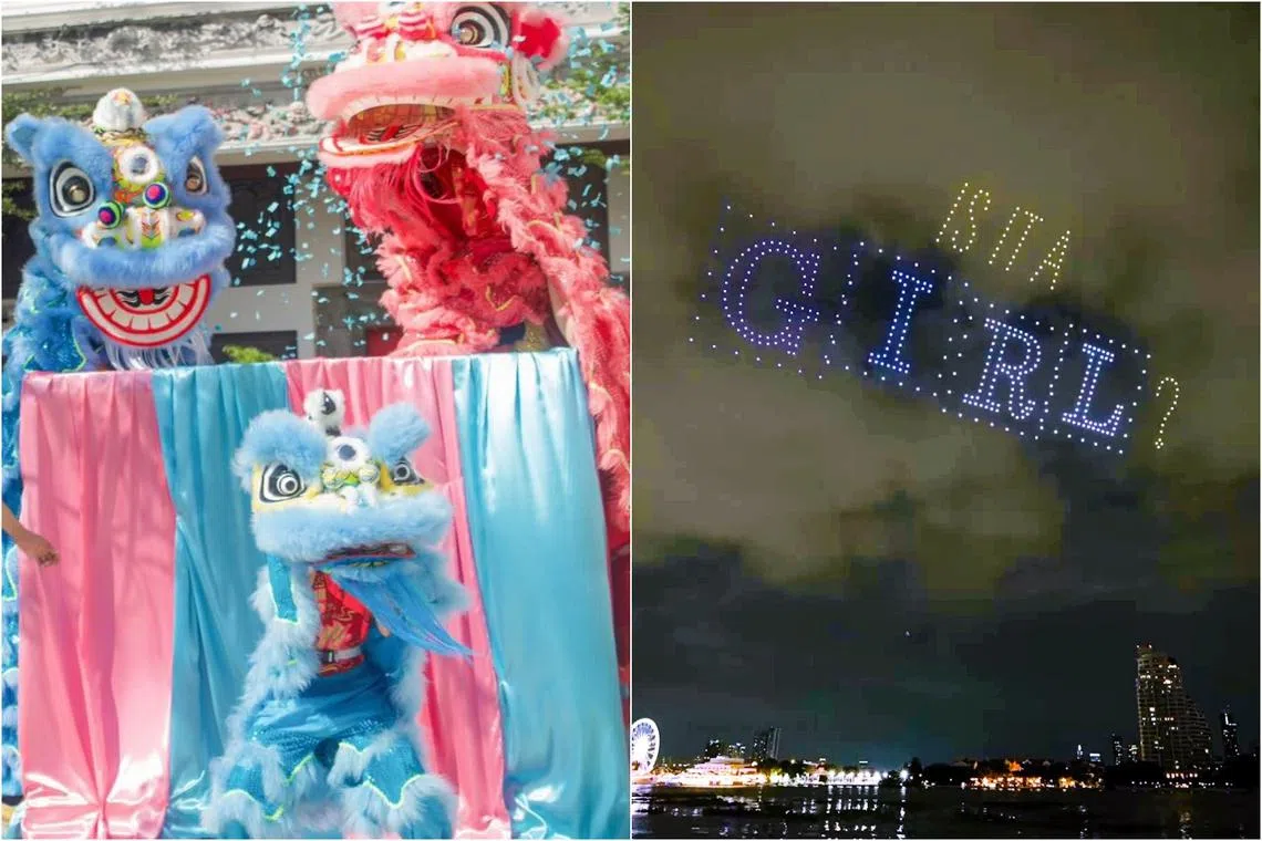 Lion dances and drone shows are just two of the inventive gender reveals that have popped up in Singapore of late.