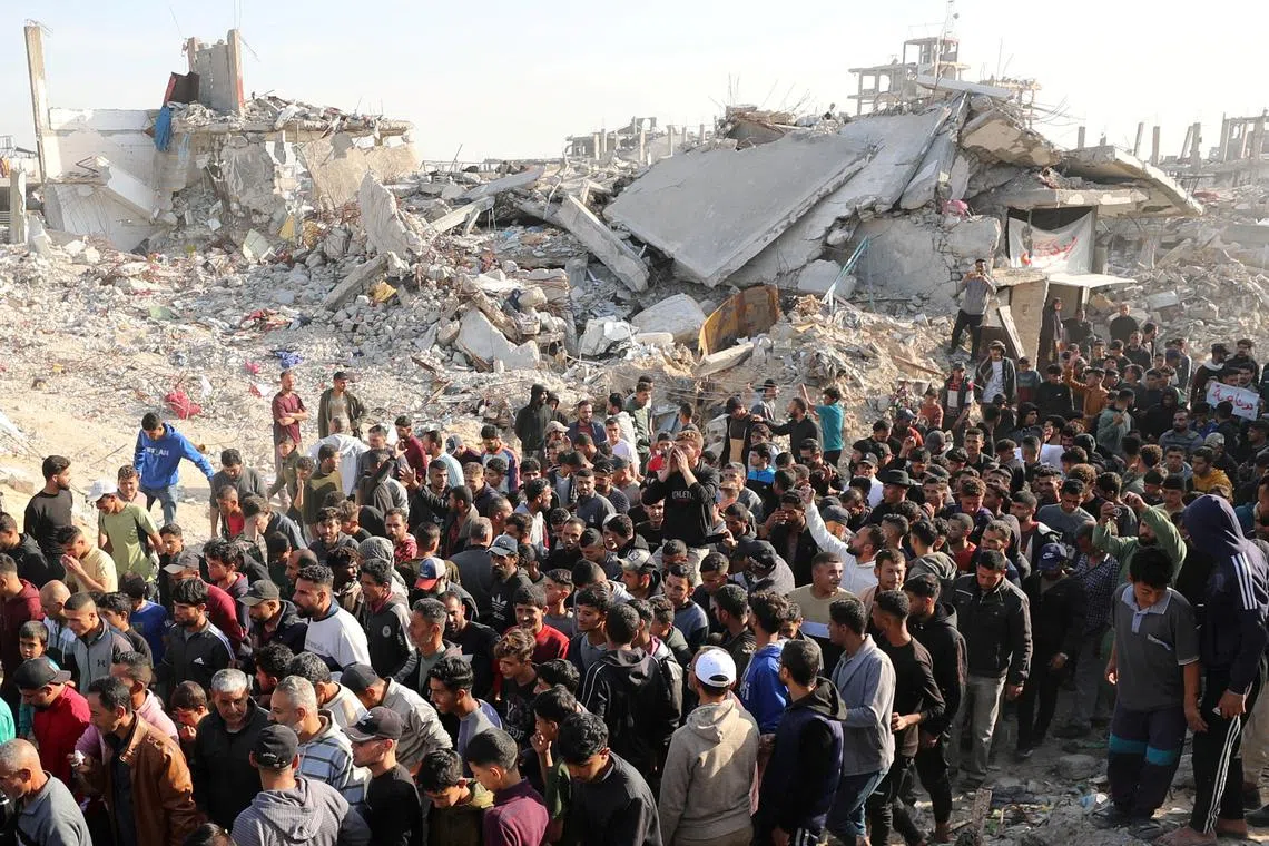 Palestinian protestors demonstrated across the Gaza Strip on March 26, 2025, against militant group Hamas. 