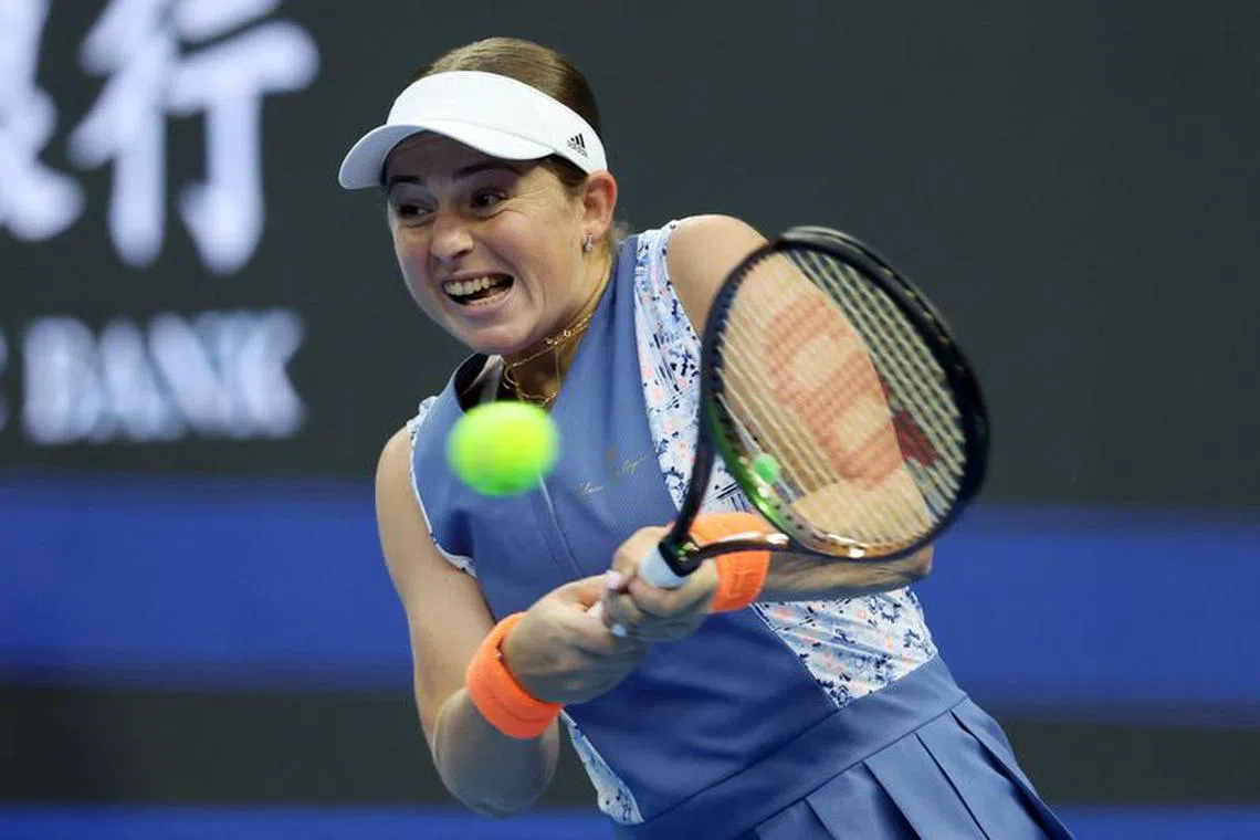 Tennis - China Open - National Tennis Center, Beijing, China - October 6, 2023 Latvia's Jelena Ostapenko in action during her quarter-final match against Russia's Liudmila Samsonova REUTERS/Florence Lo/ File photo