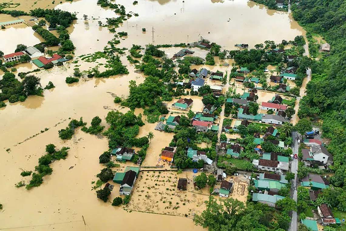 A flooded village in Vietnam's north-central Nghe An province on July 23.