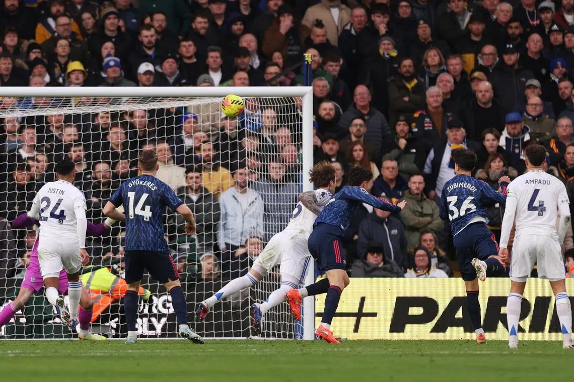Soccer Football - Premier League - Leeds United v Arsenal - Elland Road, Leeds, Britain - January 31, 2026 Arsenal's Martin Zubimendi scores their first goal Action Images via Reuters/Lee Smith