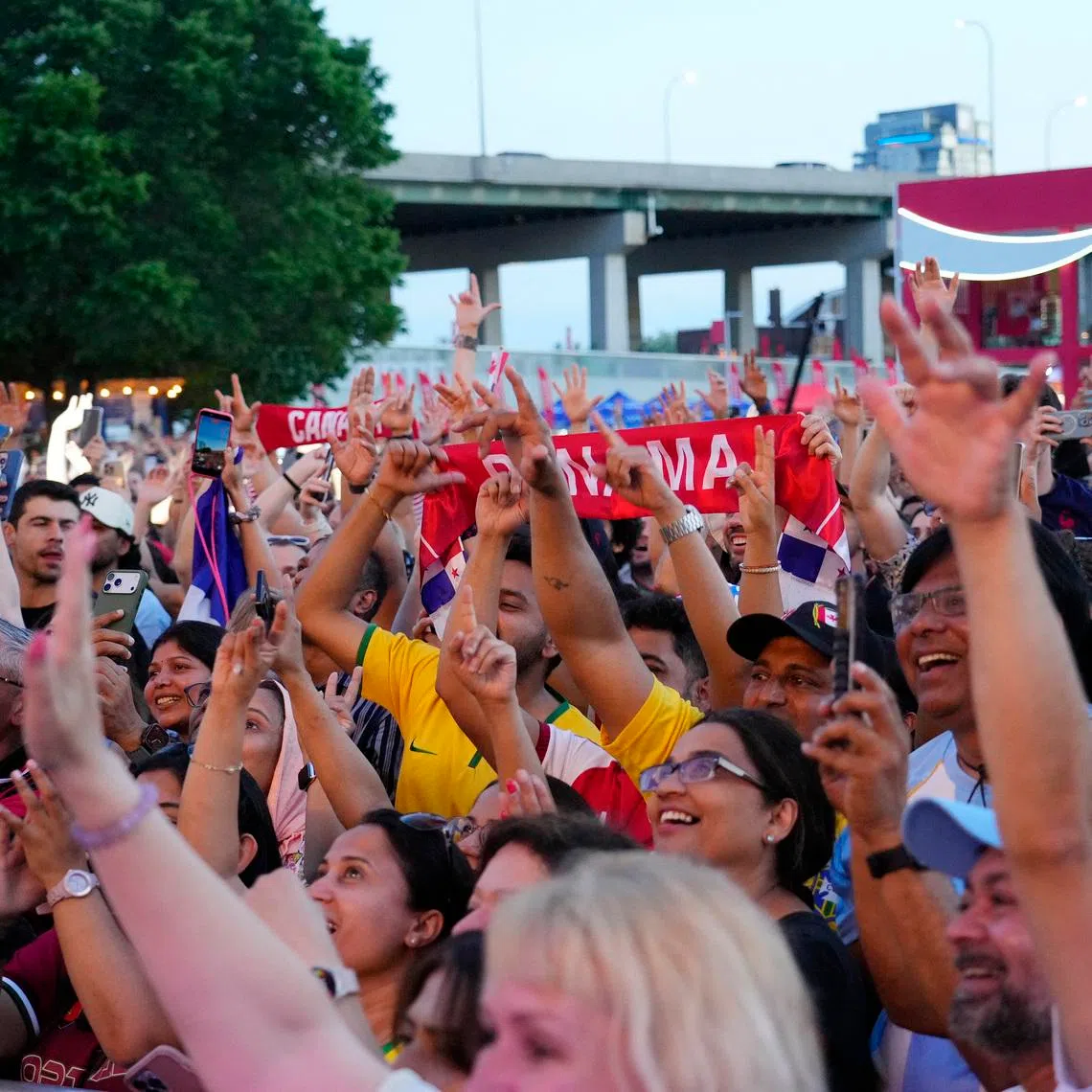 Fans cheering during the countdown concert on June 10, a day before the World Cup opened. 