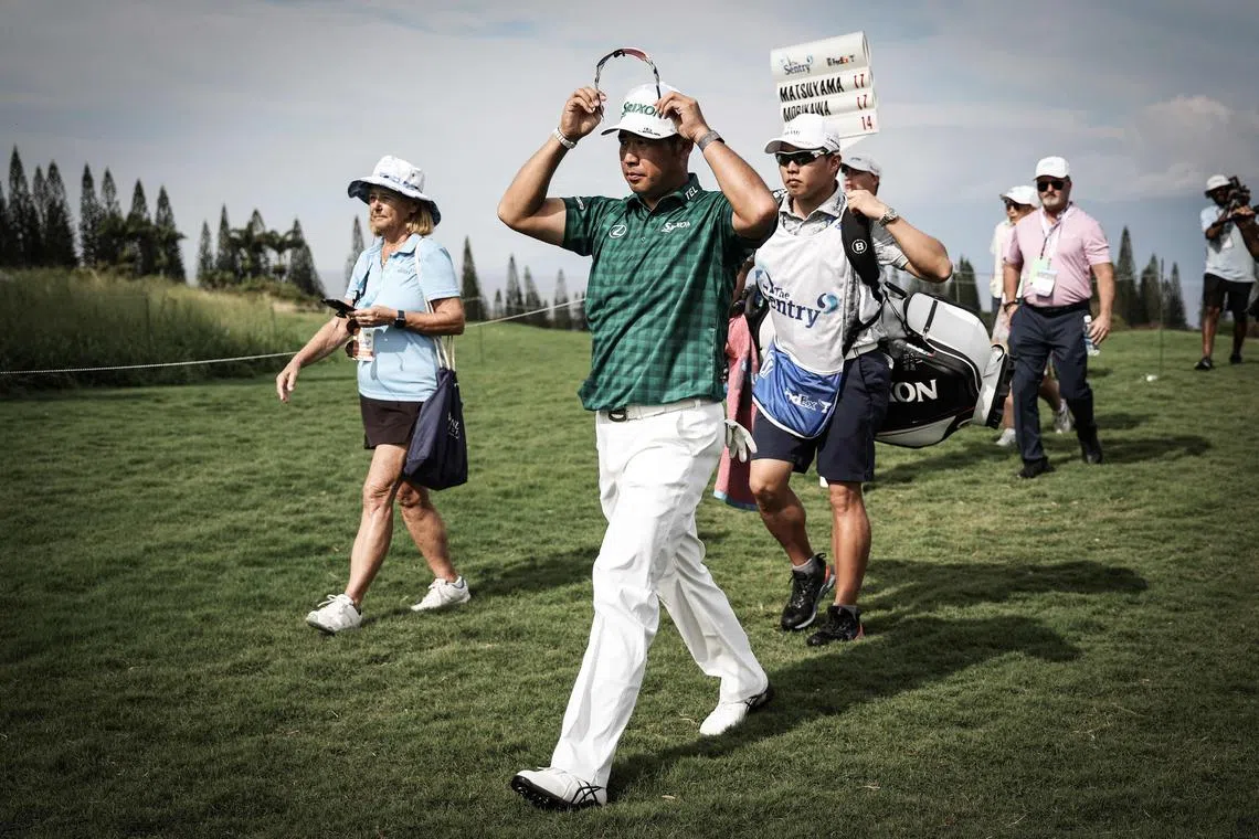 Hideki Matsuyama of Japan walks on the third hole during the third round of The Sentry.