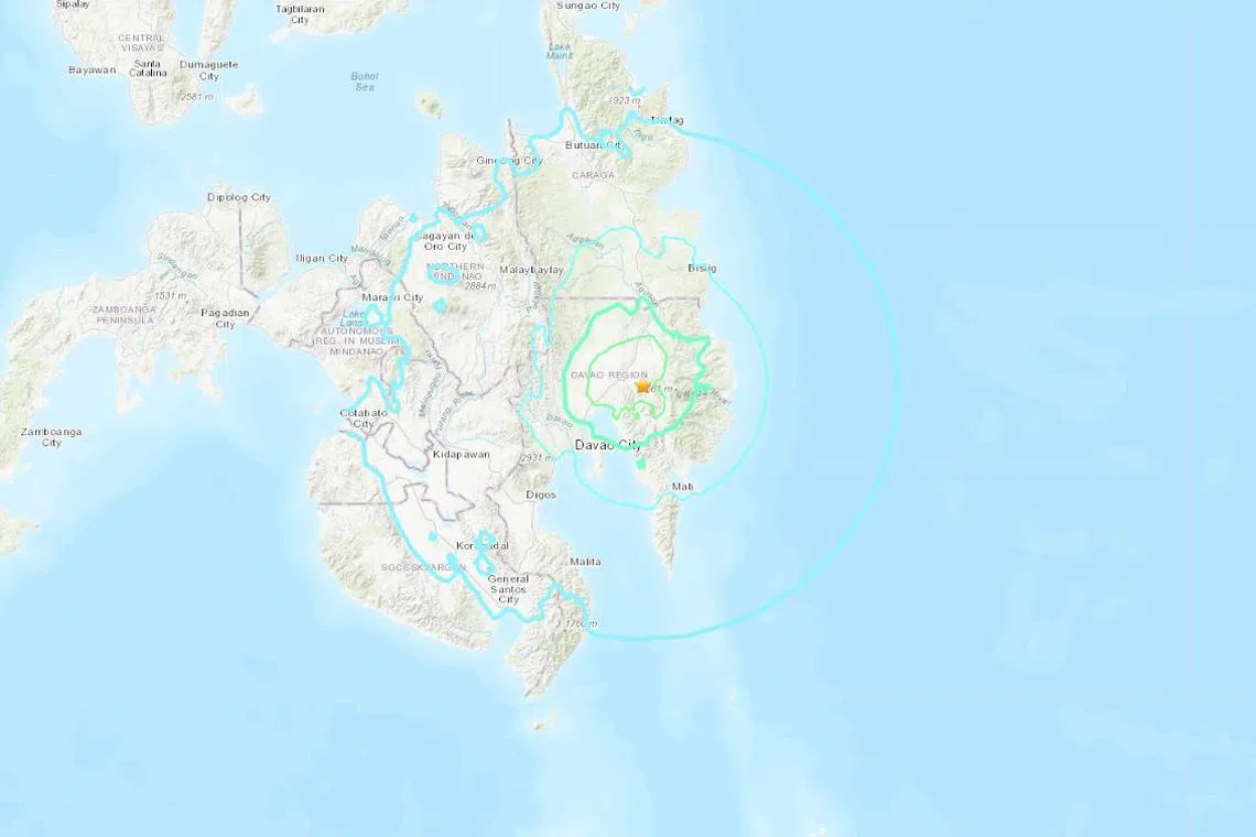 The shallow earthquake struck at about 2pm in Davao de Oro province on Mindanao island. 