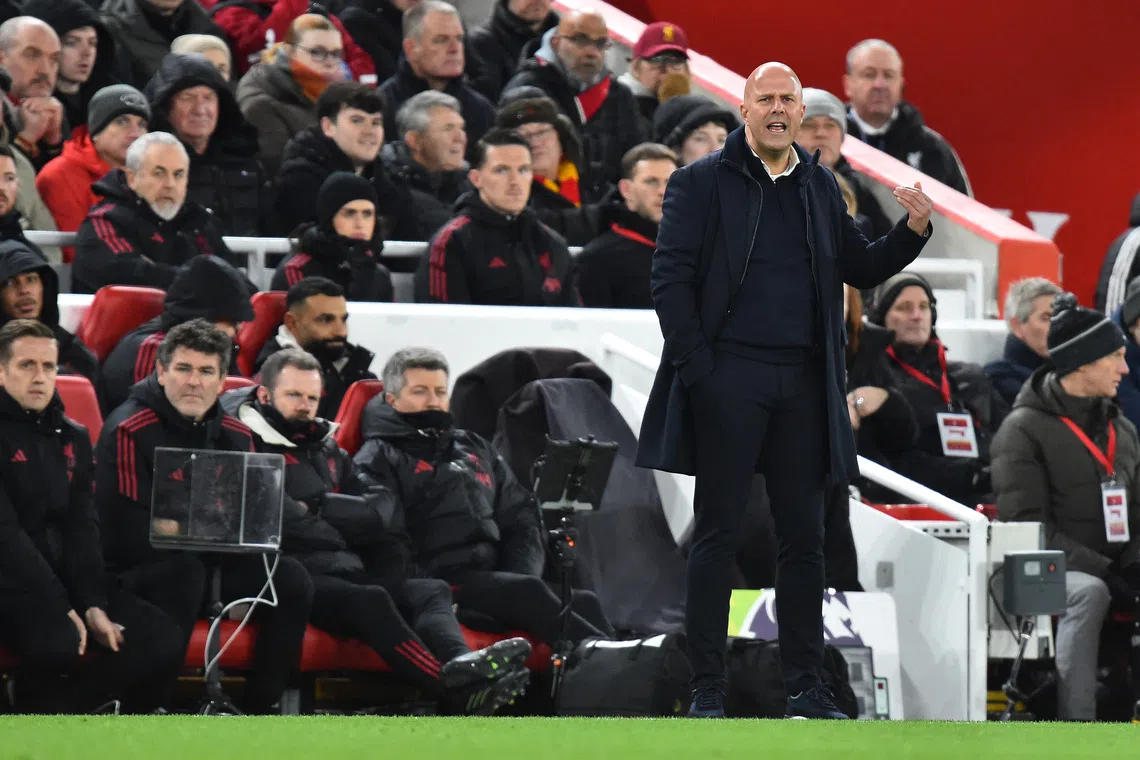 Soccer Football - Premier League - Liverpool v Sunderland - Anfield, Liverpool, Britain - December 3, 2025 Liverpool manager Arne Slot reacts REUTERS/Peter Powell