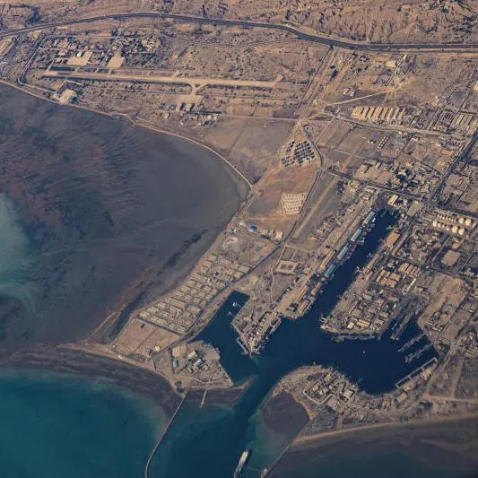 An aerial view of the Iranian shores and Port of Bandar Abbas in the strait of Hormuz. The US government has advised commercial vessels to stay as far from Iran’s territorial waters as possible.