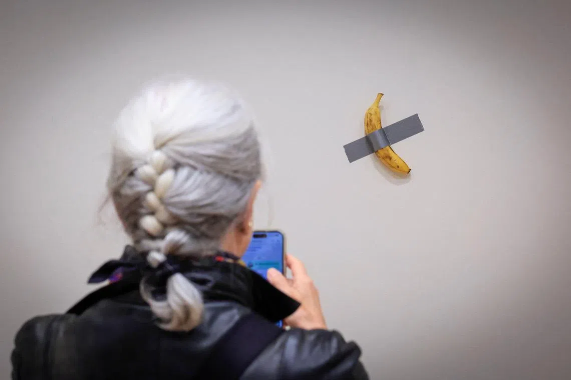 Maurizio Cattelan's duct-taped Banana entitled "Comedian" was sold for US$6.2 million (S$8.32 million) at Sotheby’s in New York after more than six minutes of fierce bidding. 