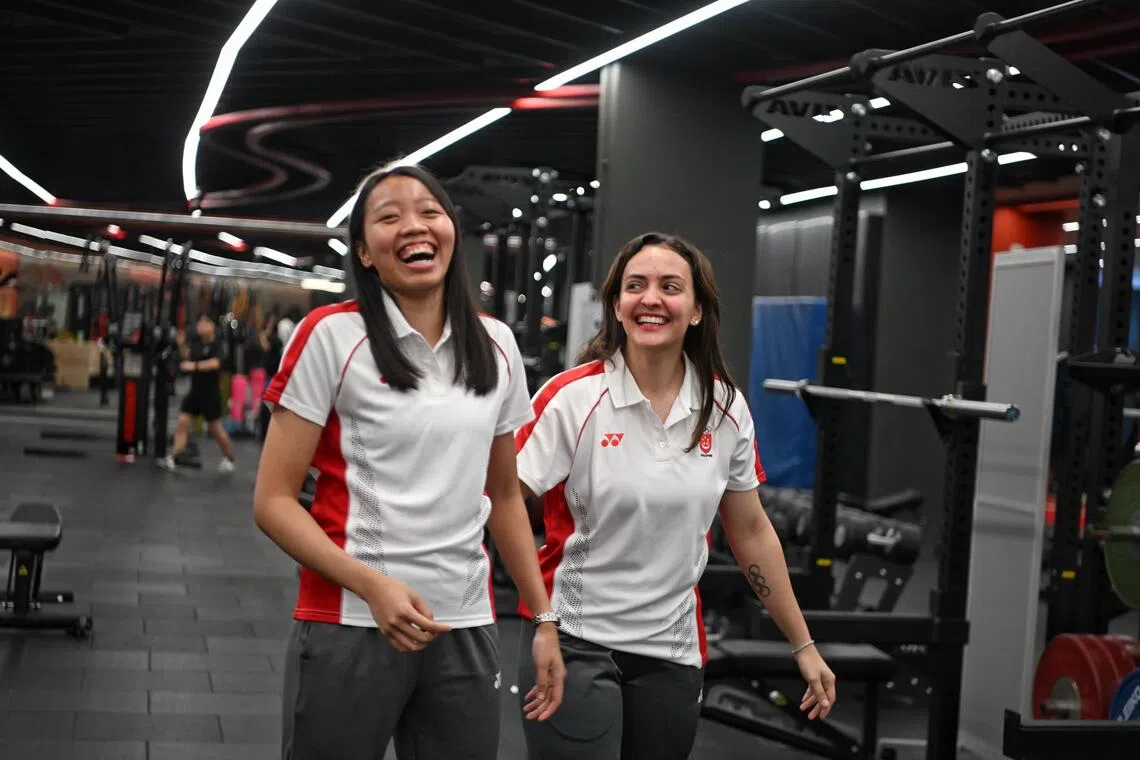 ST20251121_202501200932 Azmi Athni dgfencing21//

(From left) Singapore SEA Games fencers Amita Berthier, 24, and Kiria Tikanah, 25, on Nov 21, 2025. 

ST PHOTO: AZMI ATHNI