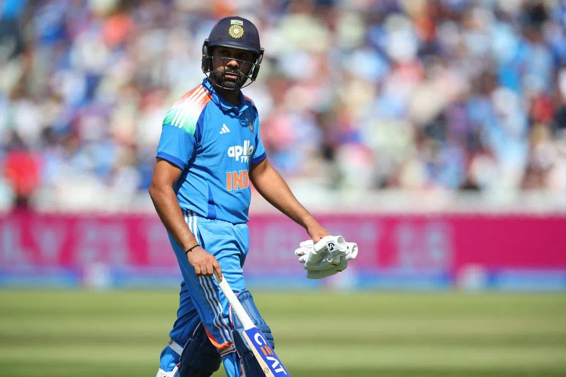 Cricket - First One Day International - England v India - Edgbaston Cricket Ground, Birmingham, Britain - July 14, 2026 India's Rohit Sharma walks back to the pavilion after losing his wicket, caught out by England's Harry Brook off the bowling of Sam Curran Action Images via Reuters/Ed Sykes