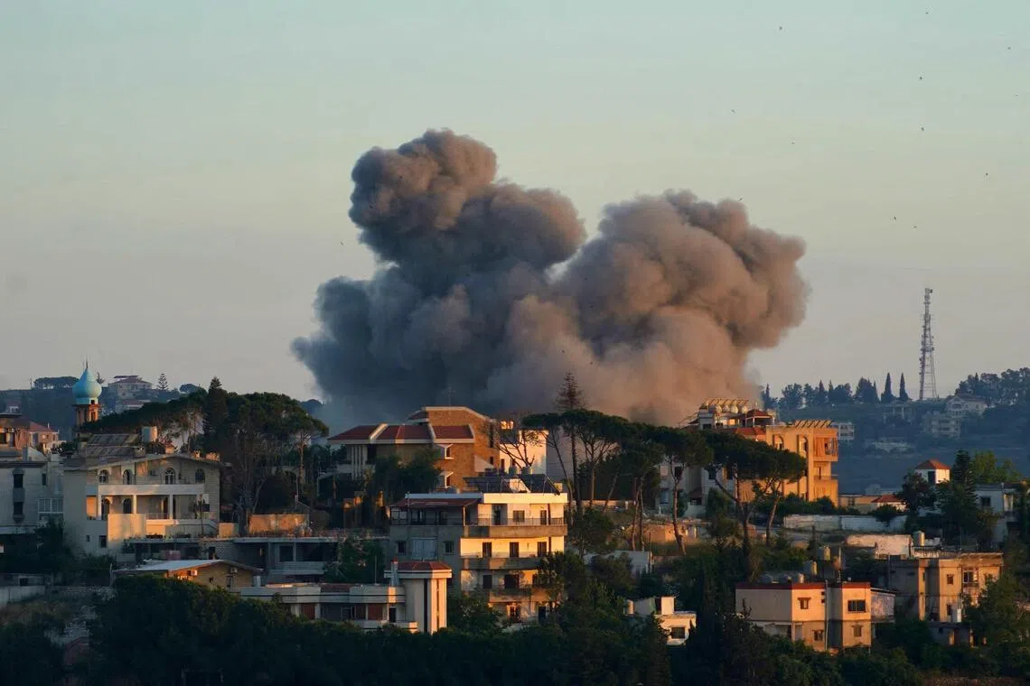 Smoke rises from the site of an Israeli airstrike that targeted the southern Lebanese city of Nabatieh on June 12, 2026. Hezbollah said on June 12 that its fighters had confronted Israeli forces advancing towards a southern Lebanese town, as Israel pressed on with its strikes in Lebanon. (Photo by Abbas FAKIH / AFP)
