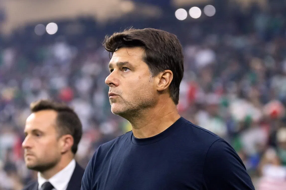 Jul 6, 2025; Houston, Texas, USA; United States head coach Mauricio Pochettino against Mexico during the 2025 Gold Cup Final soccer match at NRG Stadium. Mandatory Credit: Mark J. Rebilas-Imagn Images