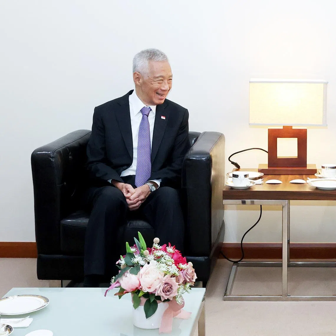 Senior Minister Lee Hsien Loong meeting Dato Sufian Sabtu, Brunei’s Minister at the Prime Minister’s Office (Security and Law), in Bandar Seri Begawan on July 14.