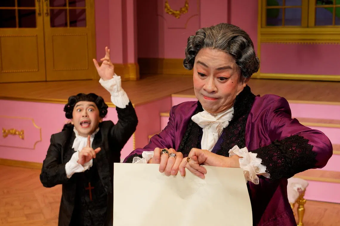Wild Rice's Tartuffe: The Imposter, nominated for five The Straits Times Life Theatre Awards in 2023, is being restaged with Benjamin Chow (left) and Ivan Heng leading the ensemble. 