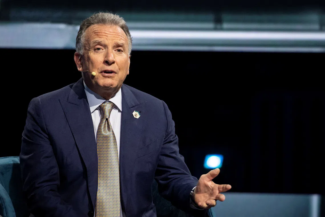 Steve Witkoff, U.S. Special Envoy to the Middle East, speaks during the America Business Forum at Kaseya Center in Miami, Florida, U.S. November 6, 2025. REUTERS/Marco Bello