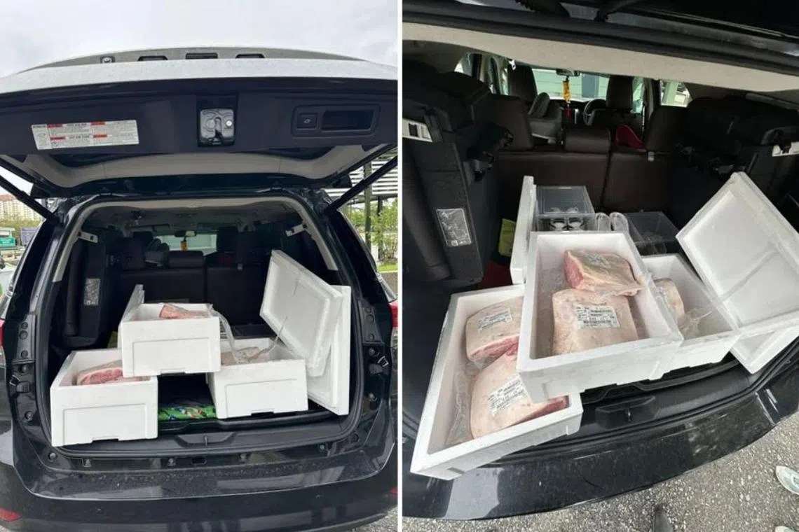 Boxes of wagyu beef discovered by Johor authorities in a private vehicle driven by a Malaysian driver across the Second Link.