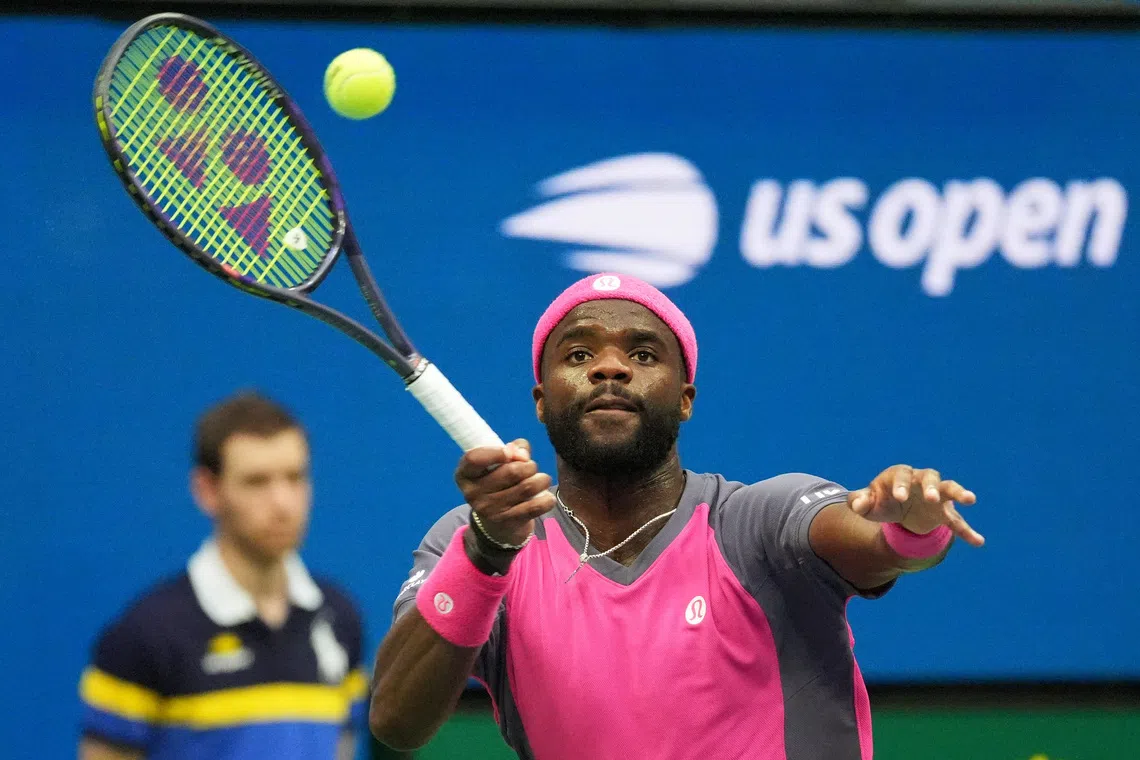 Tennis - U.S. Open - Flushing Meadows, New York, United States - September 8, 2026 Frances Tiafoe of the U.S. in action during his quarter-final match against Alex Michelsen of the U.S. IMAGN IMAGES via Reuters/Robert Deutsch