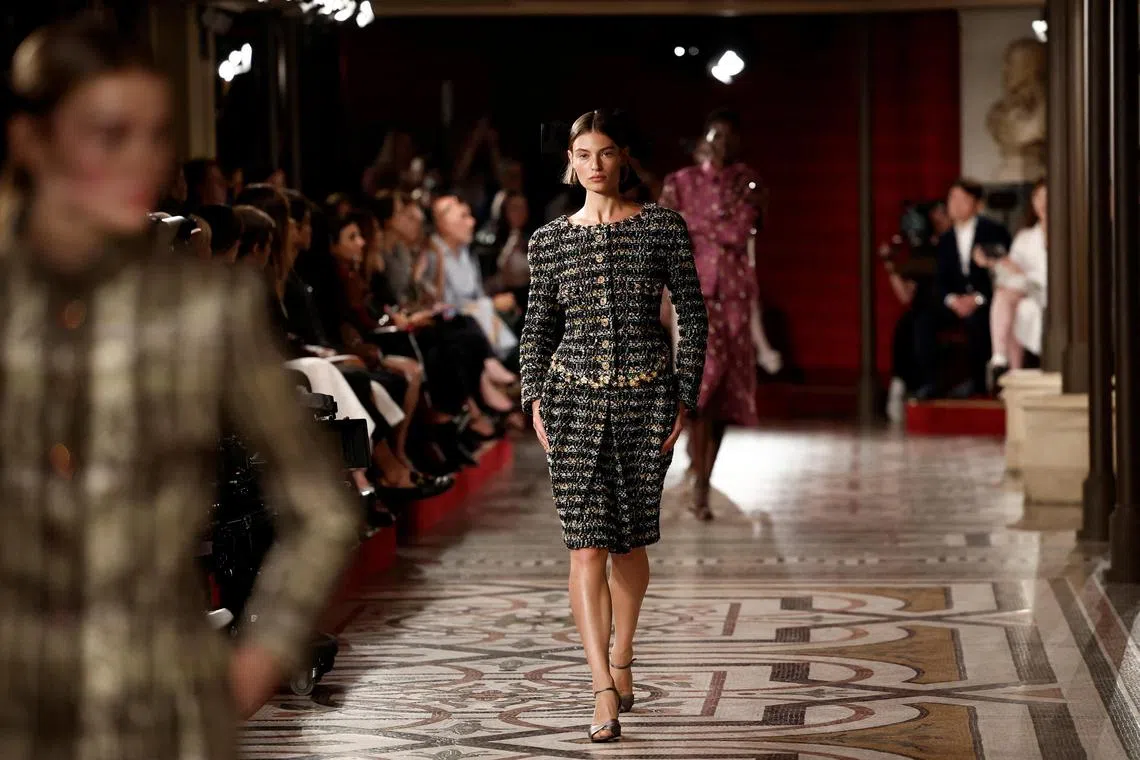 Models walking in Chanel's haute couture fall/winter 2024-2025 show in Paris, on June 25.