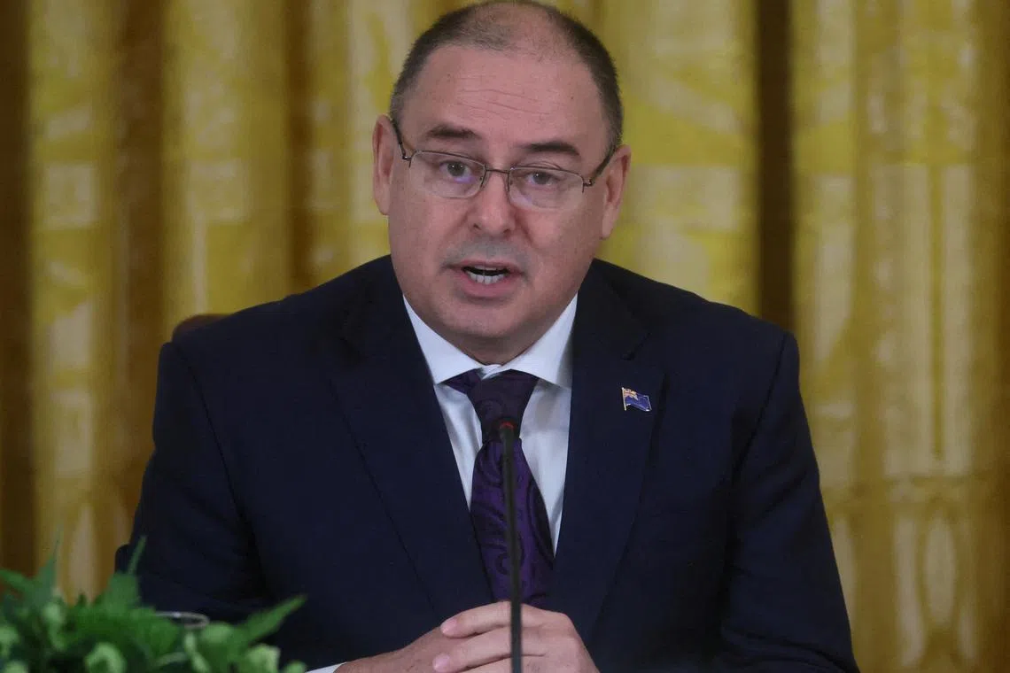 FILE PHOTO: Prime Minister of the Cook Islands Mark Brown speaks during a summit with Pacific Island nation leaders hosted by U.S. President Joe Biden at the White House in Washington, U.S., September 25, 2023. REUTERS/Leah Millis/File Photo