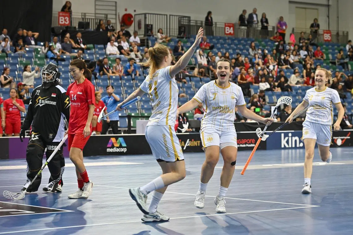 Injury-stricken Singapore fall 3-2 to Germany in the Women's World Floorball Championship
