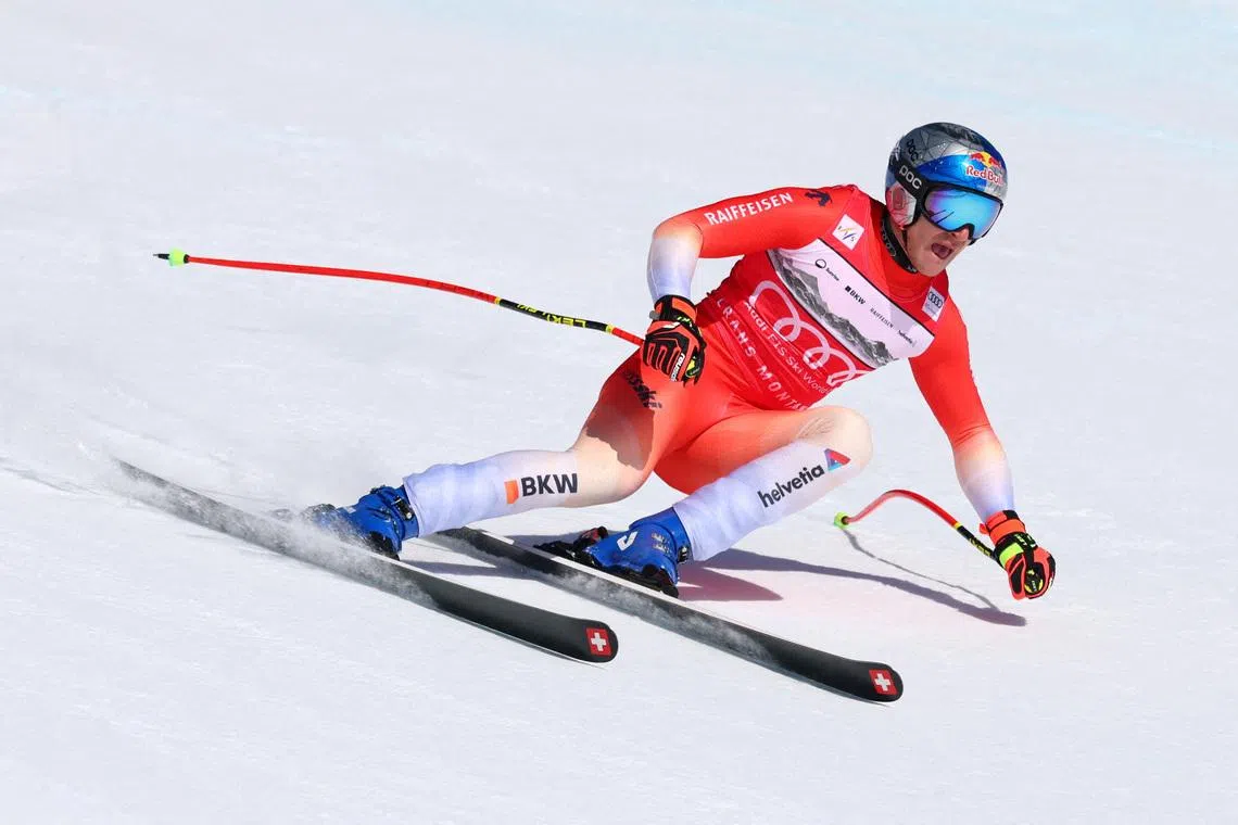 FILE PHOTO: Alpine Skiing - FIS Alpine Ski World Cup - Men's Downhill - Crans-Montana, Switzerland - February 1, 2026 Switzerland's Marco Odermatt in action REUTERS/Denis Balibouse/File Photo