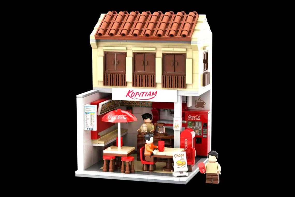 Kopitiam’s new mini-brick collectibles feature designs celebrate kopitiam culture, alongside Coca-Cola bottles and imagery.