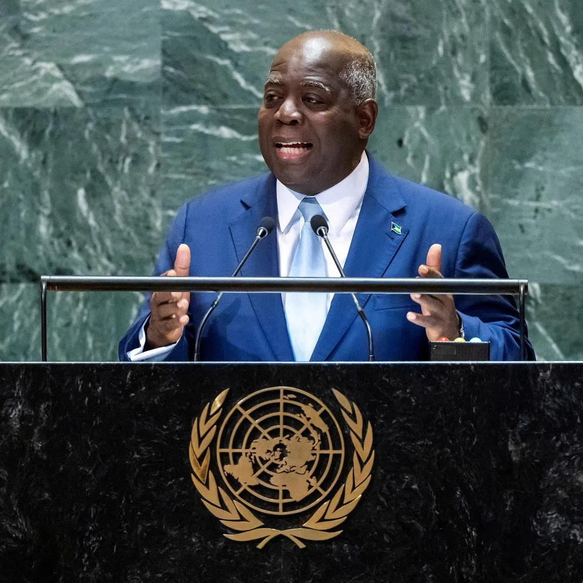 FILE PHOTO: Bahamas's Prime Minister Philip Edward Davis addresses the 79th United Nations General Assembly at U.N. headquarters in New York, U.S., September 27, 2024.  REUTERS/Eduardo Munoz/File Photo