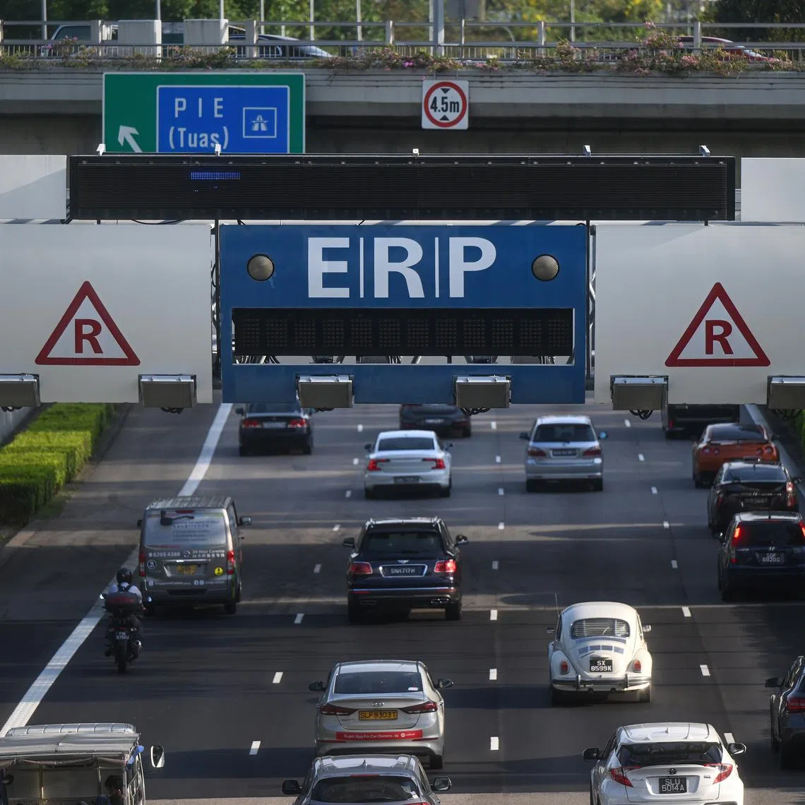 Electronic Road Pricing (ERP) rates at five locations will fall by $1 during the June school holiday period.