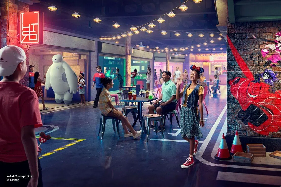 Arcade games, simulators, street energy: Inside the lively themed area on board the Disney Adventure, designed for all ages to enjoy